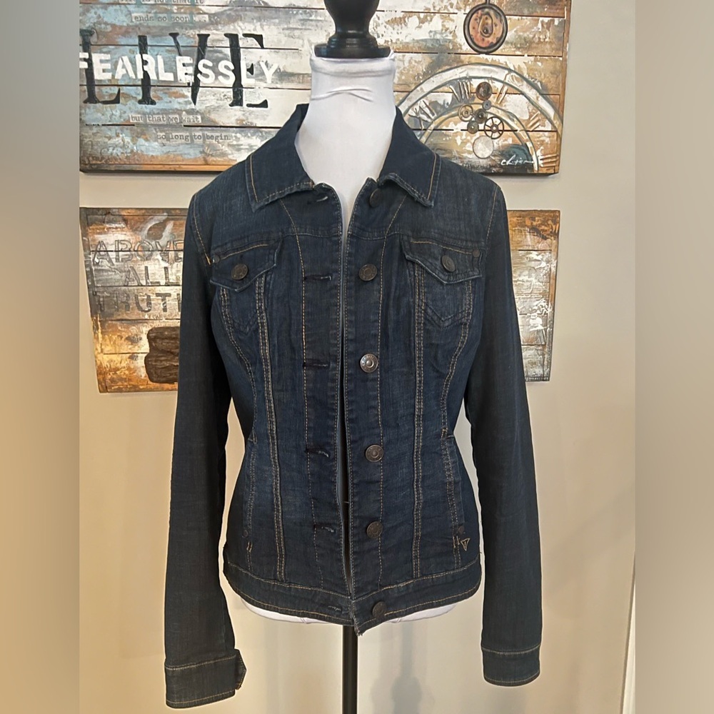 Guess Dark Wash Fitted Denim Jacket